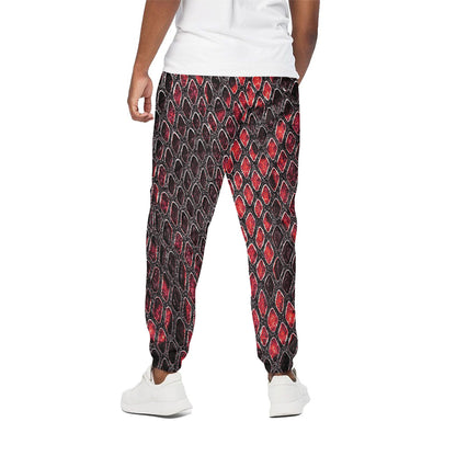 Red And Black Snakeskin Print Cotton Pants