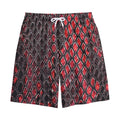 Red And Black Snakeskin Print Cotton Shorts