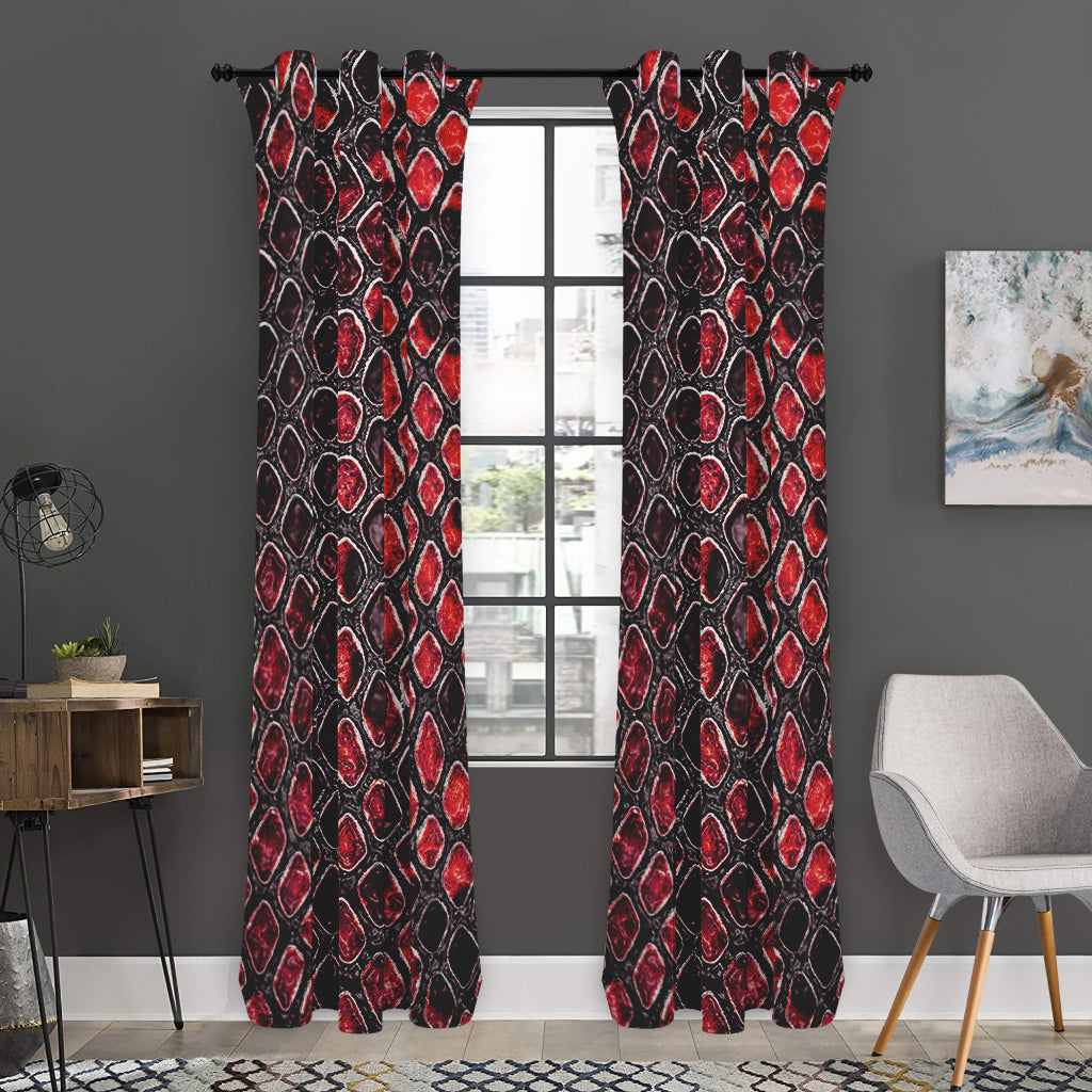Red And Black Snakeskin Print Curtain