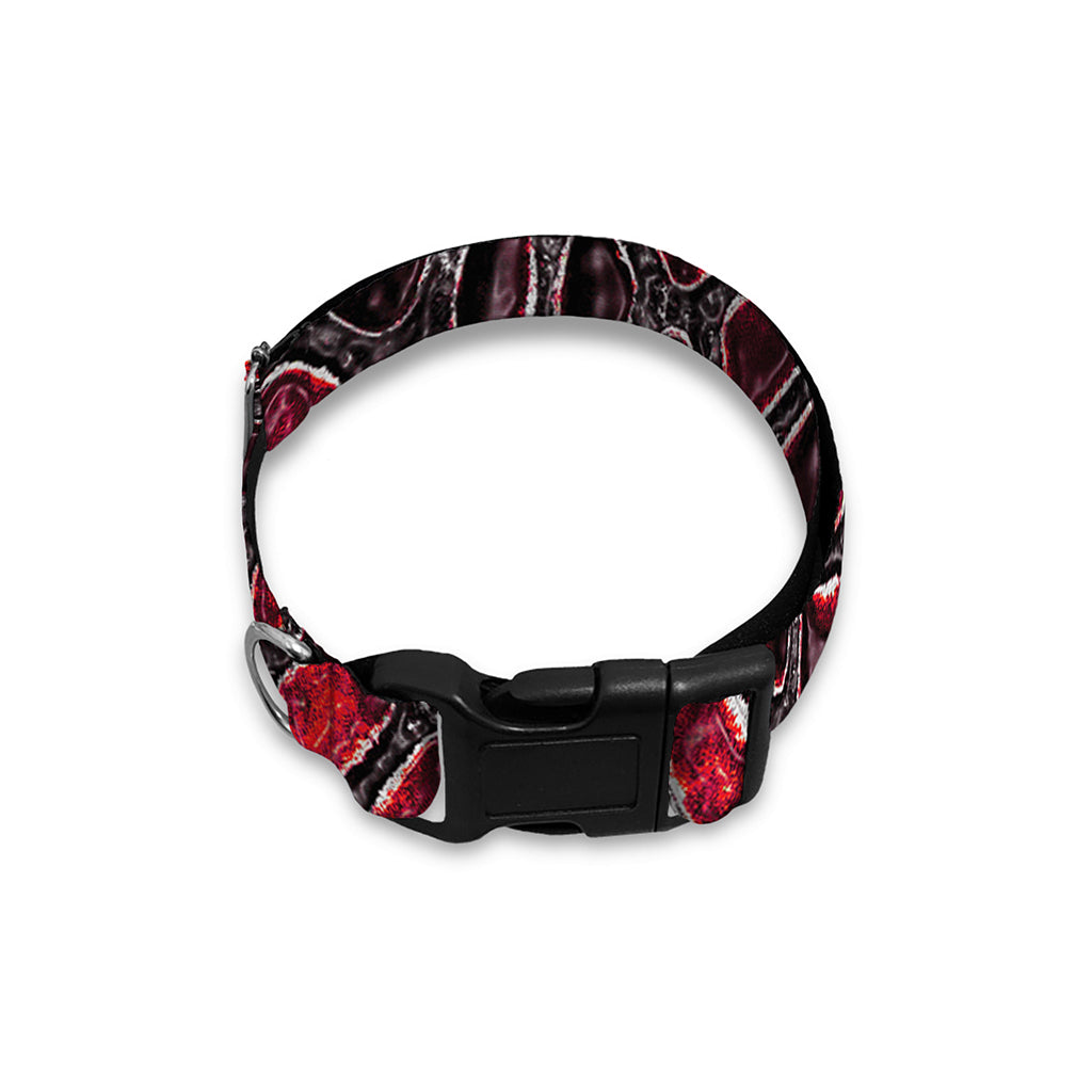 Red And Black Snakeskin Print Dog Collar