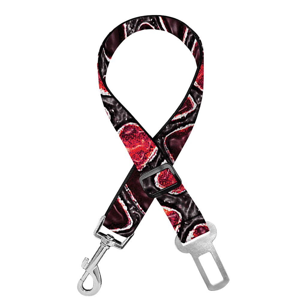 Red And Black Snakeskin Print Dog Seat Belt