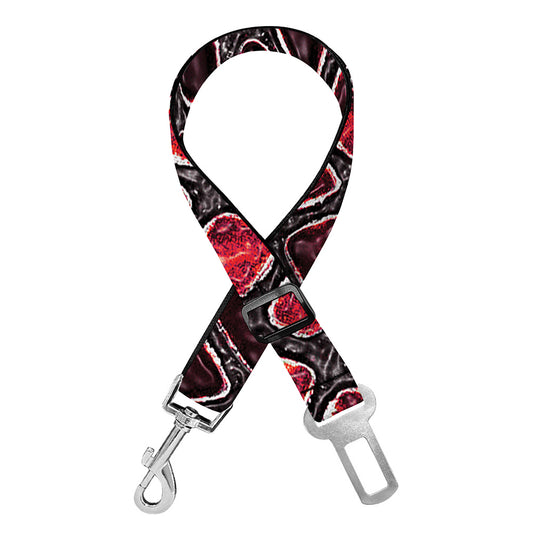 Red And Black Snakeskin Print Dog Seat Belt