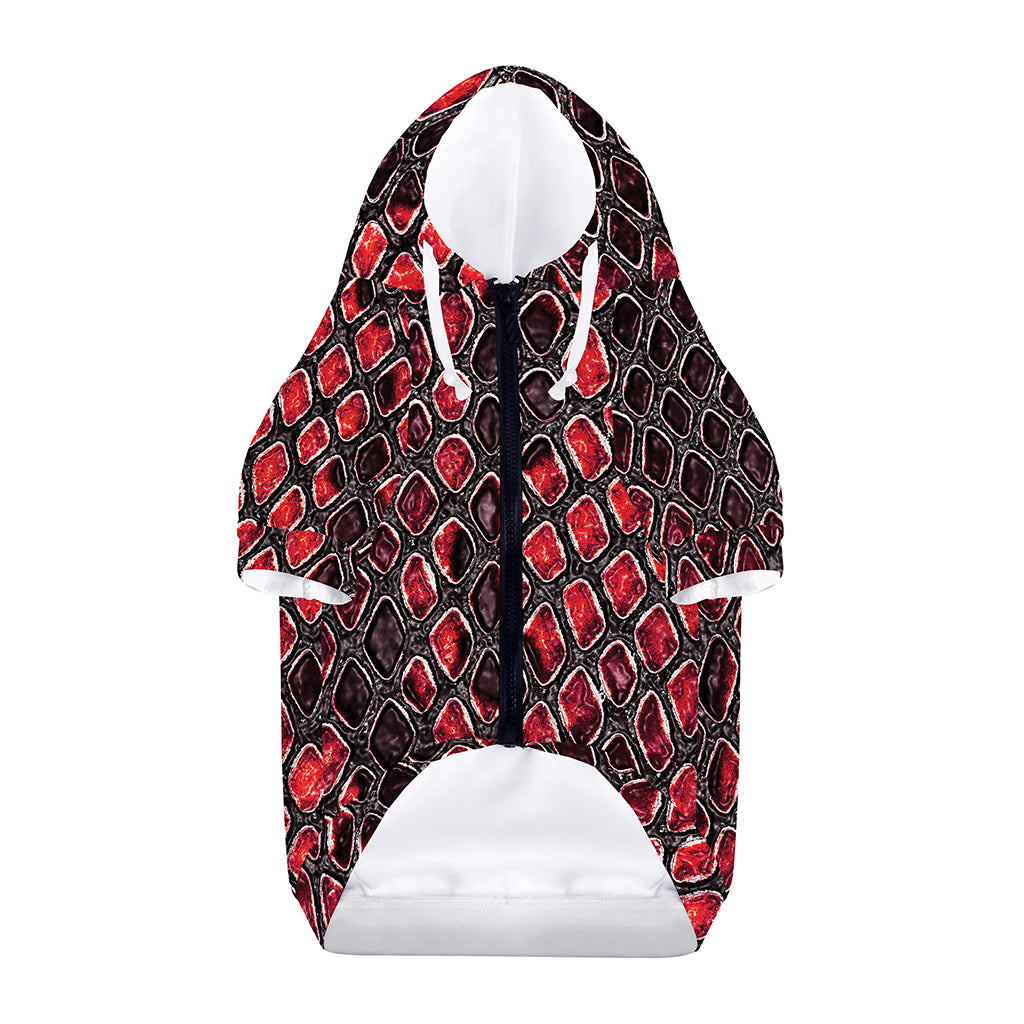 Red And Black Snakeskin Print Dog Zip Up Hoodie