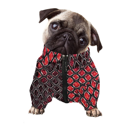 Red And Black Snakeskin Print Dog Zip Up Jacket