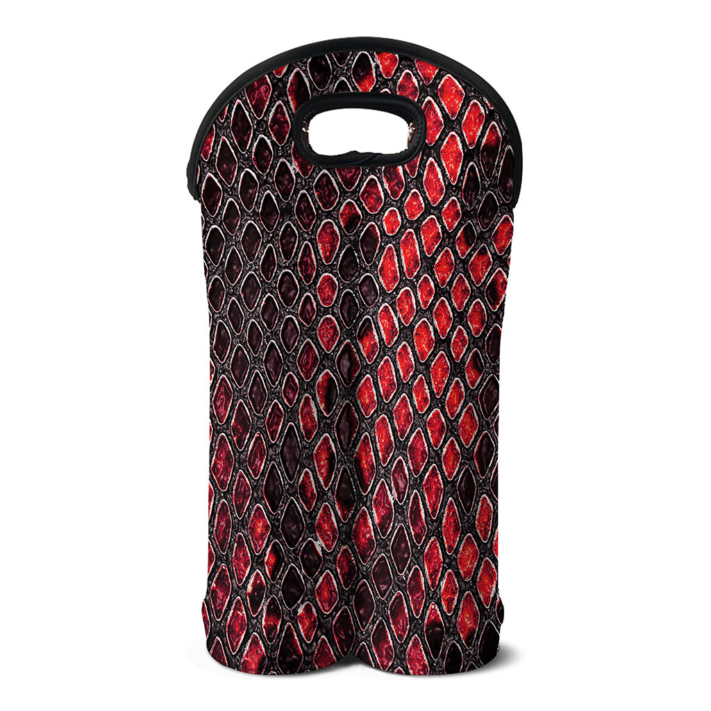 Red And Black Snakeskin Print Double Neoprene Wine Tote