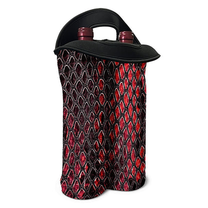 Red And Black Snakeskin Print Double Neoprene Wine Tote