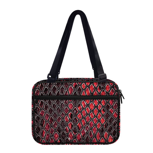 Red And Black Snakeskin Print Double Strap Bible Bag