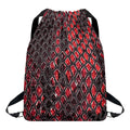 Red And Black Snakeskin Print Drawstring Backpack