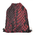 Red And Black Snakeskin Print Drawstring Bag