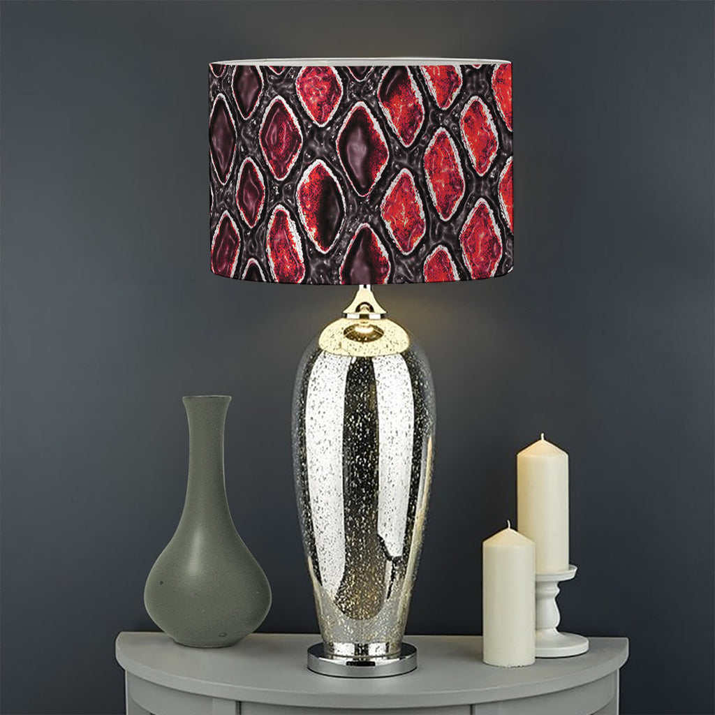 Red And Black Snakeskin Print Drum Lamp Shade
