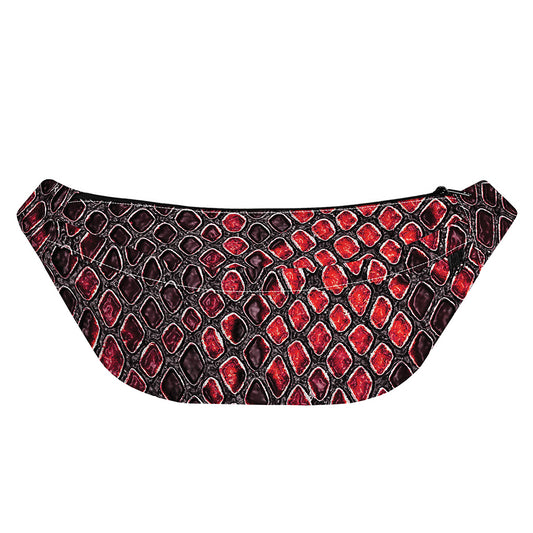 Red And Black Snakeskin Print Fanny Pack