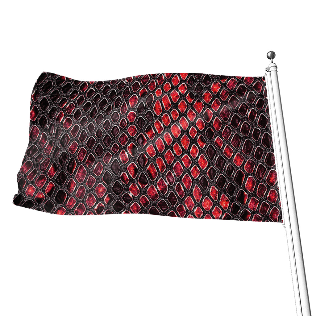 Red And Black Snakeskin Print Flag