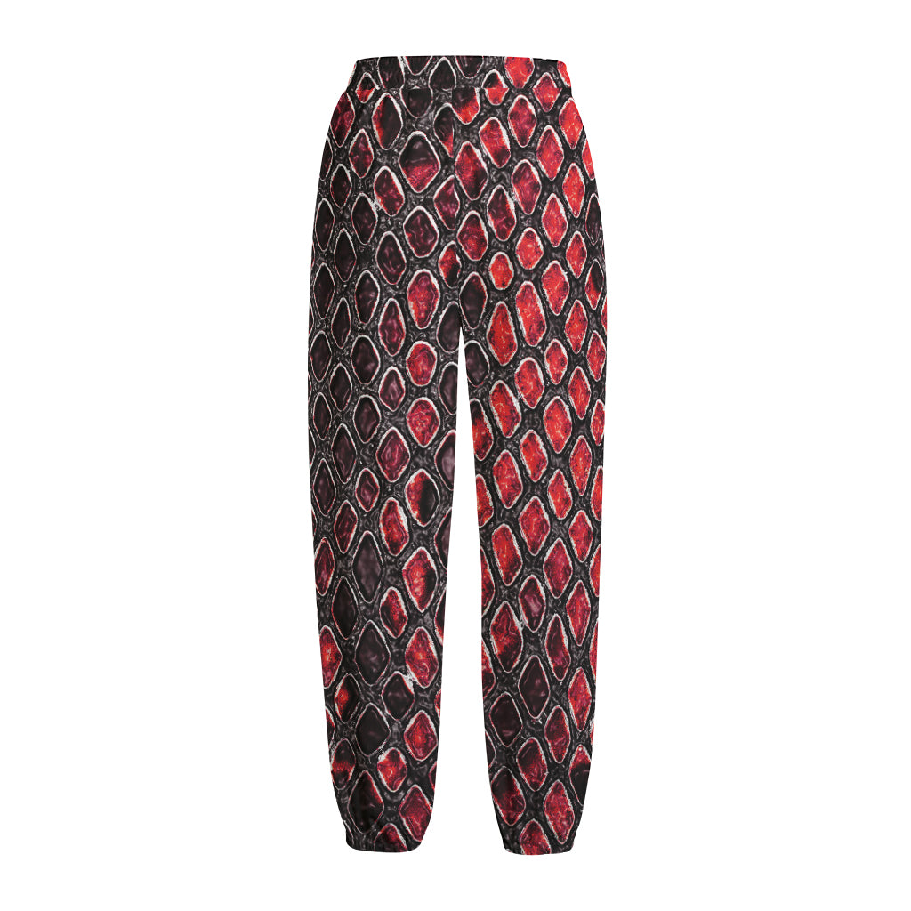 Red And Black Snakeskin Print Fleece Lined Knit Pants