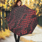 Red And Black Snakeskin Print Foldable Umbrella