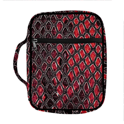 Red And Black Snakeskin Print Front Pocket Bible Bag