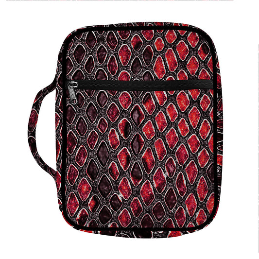 Red And Black Snakeskin Print Front Pocket Bible Bag