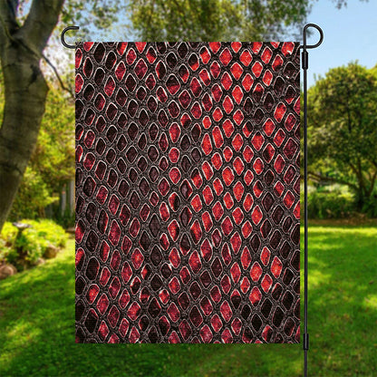 Red And Black Snakeskin Print Garden Flag