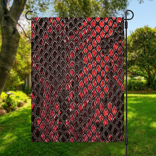 Red And Black Snakeskin Print Garden Flag