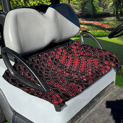 Red And Black Snakeskin Print Golf Cart Seat Cover