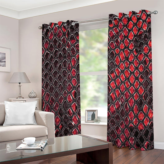 Red And Black Snakeskin Print Grommet Curtains