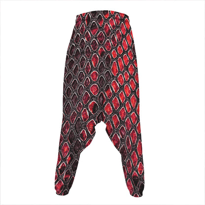 Red And Black Snakeskin Print Hammer Pants