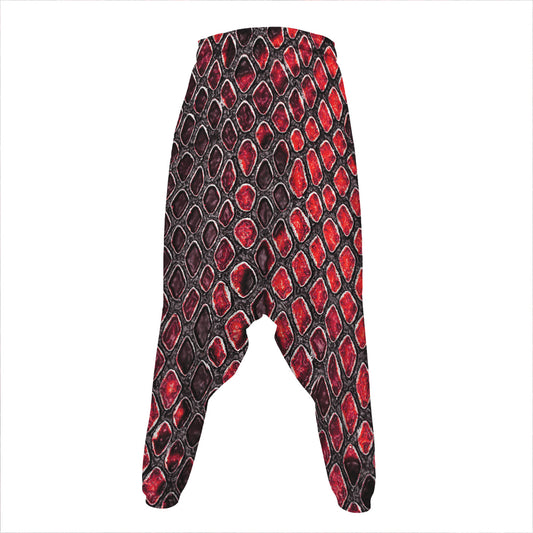 Red And Black Snakeskin Print Hammer Pants