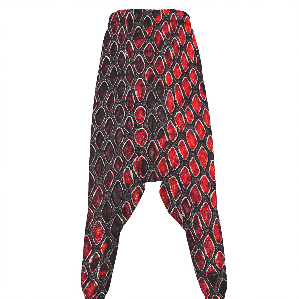 Red And Black Snakeskin Print Hammer Pants