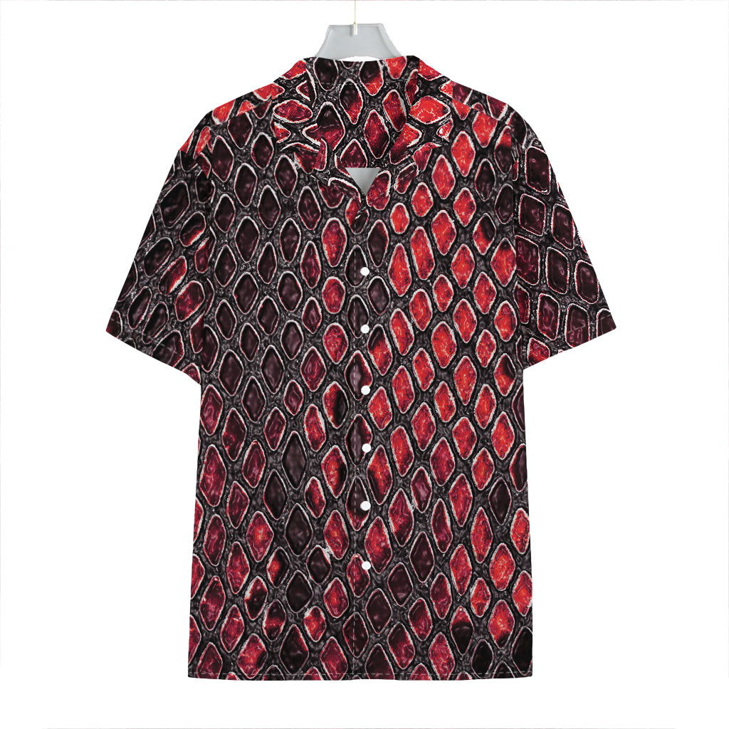 Red And Black Snakeskin Print Hawaiian Shirt