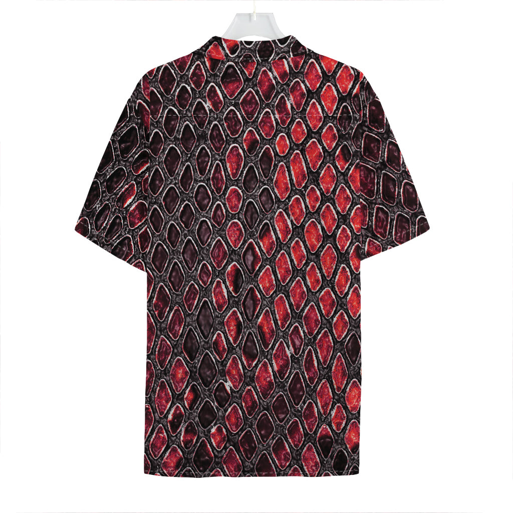 Red And Black Snakeskin Print Hawaiian Shirt