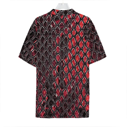Red And Black Snakeskin Print Hawaiian Shirt