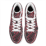 Red And Black Snakeskin Print High Top Leather Sneakers