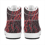 Red And Black Snakeskin Print High Top Leather Sneakers