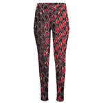 Red And Black Snakeskin Print High-Waisted Pocket Leggings