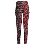 Red And Black Snakeskin Print High-Waisted Pocket Leggings