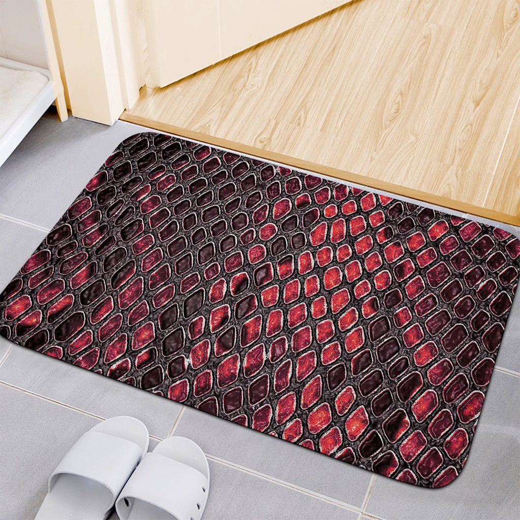 Red And Black Snakeskin Print Indoor Door Mat