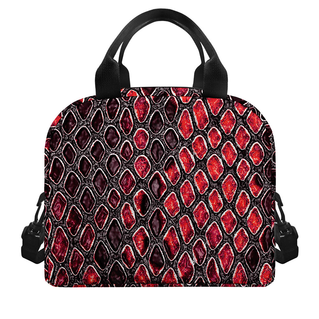 Red And Black Snakeskin Print Insulated Lunch Bag