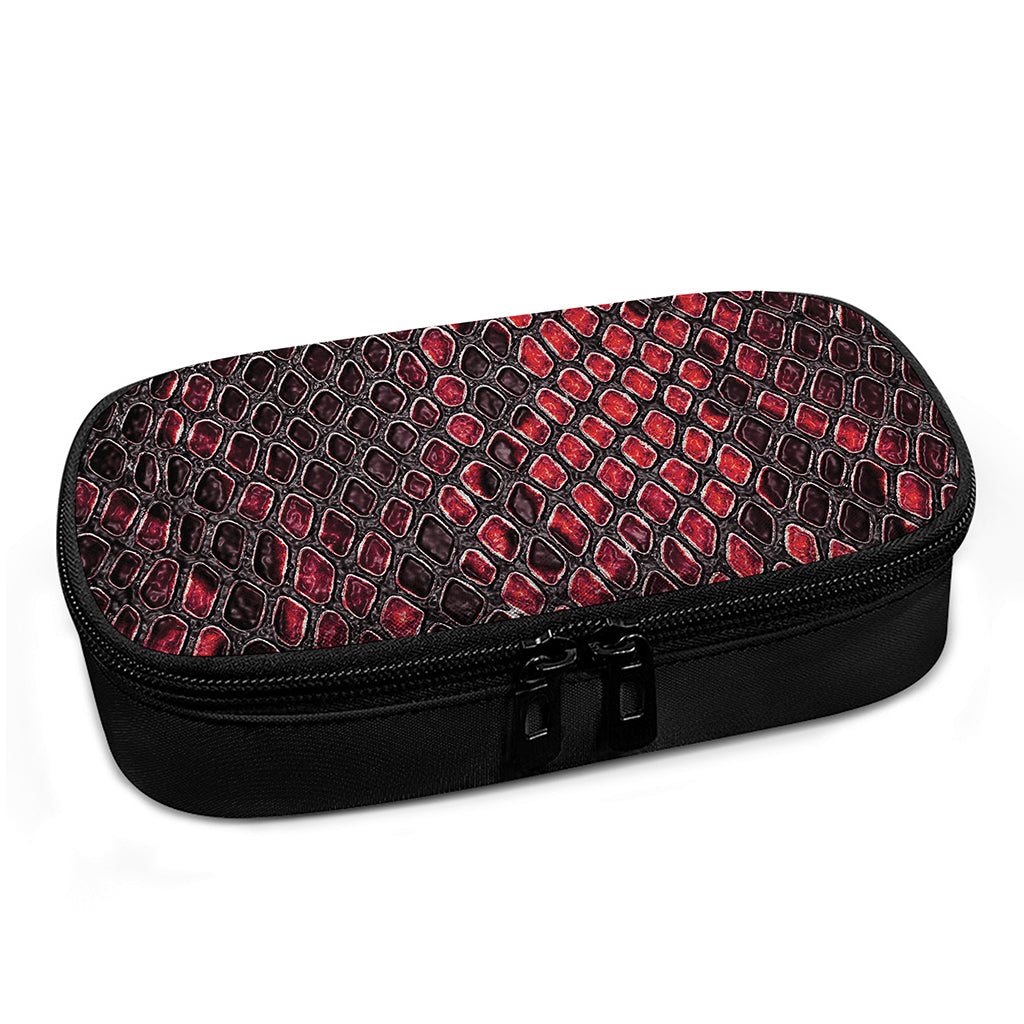 Red And Black Snakeskin Print Insulin Cooler Travel Case