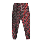 Red And Black Snakeskin Print Jogger Pants