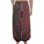 Red And Black Snakeskin Print Lantern Pants