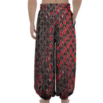 Red And Black Snakeskin Print Lantern Pants