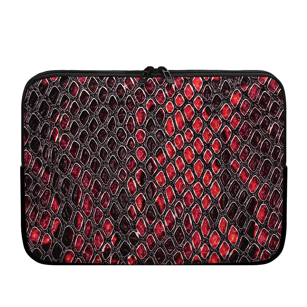 Red And Black Snakeskin Print Laptop Sleeve