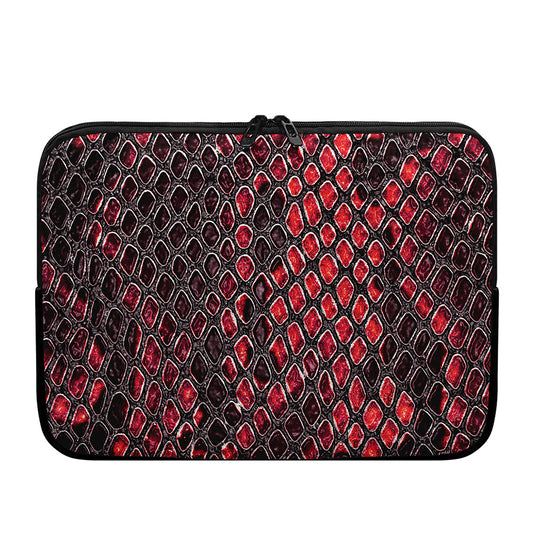 Red And Black Snakeskin Print Laptop Sleeve
