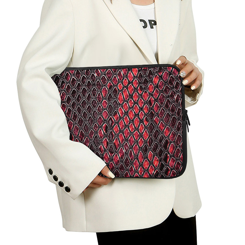 Red And Black Snakeskin Print Laptop Sleeve