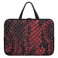 Red And Black Snakeskin Print Laptop Sleeve With Handle