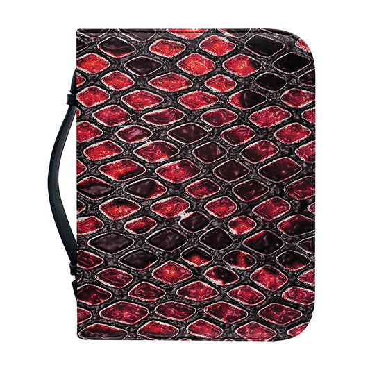 Red And Black Snakeskin Print Leather Bible Cover