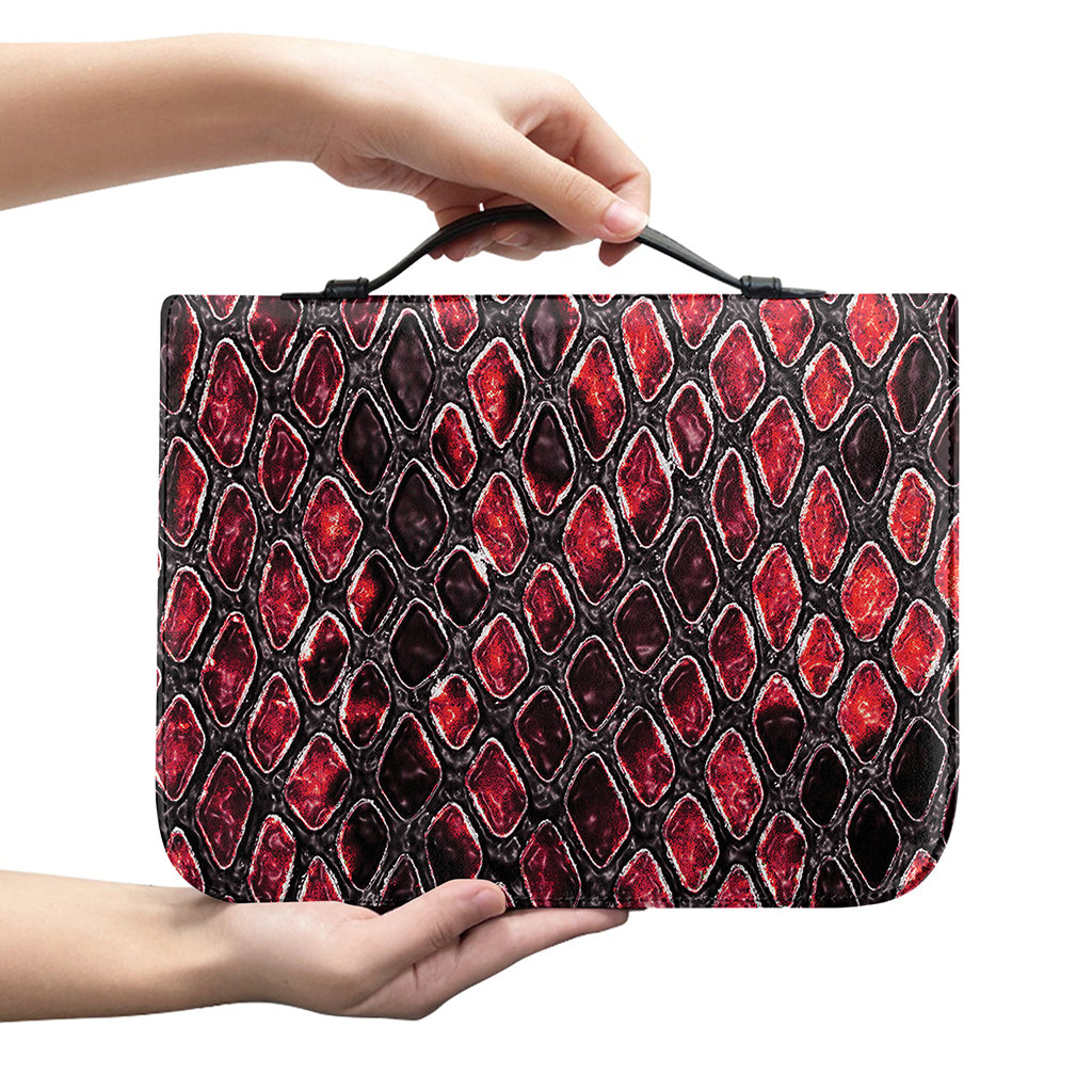 Red And Black Snakeskin Print Leather Bible Cover