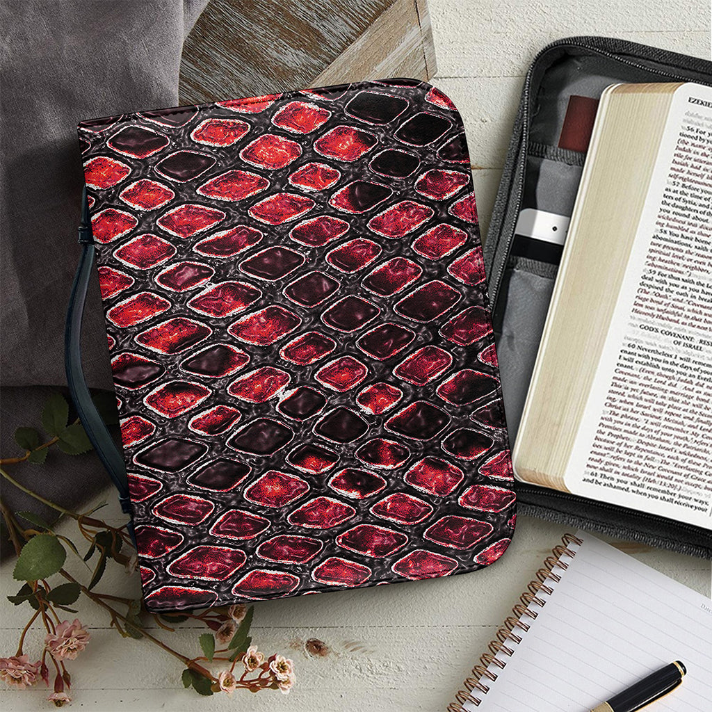 Red And Black Snakeskin Print Leather Bible Cover