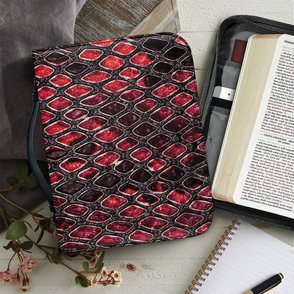 Red And Black Snakeskin Print Leather Bible Cover