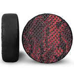 Red And Black Snakeskin Print Leather Spare Tire Cover