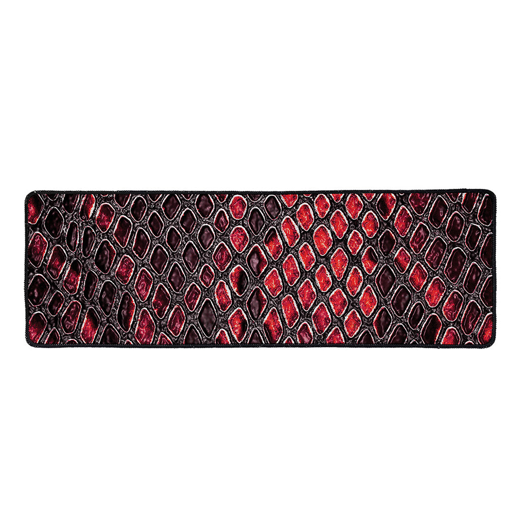 Red And Black Snakeskin Print Long Kitchen Mat
